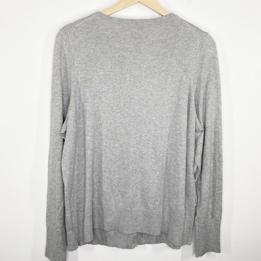 Sejour Women Grey Faux Pearl Button Down Cardigan Sweater Plus Size 1X - Picture 2 of 8